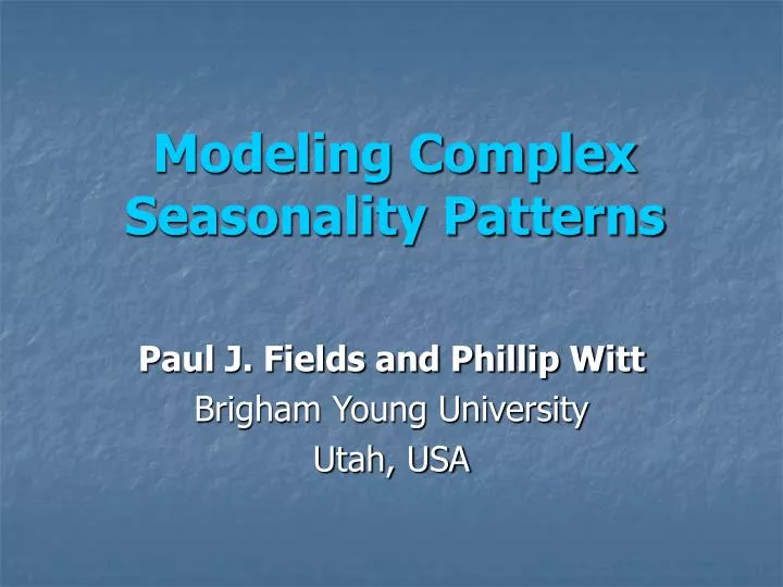 modeling complex seasonality patterns