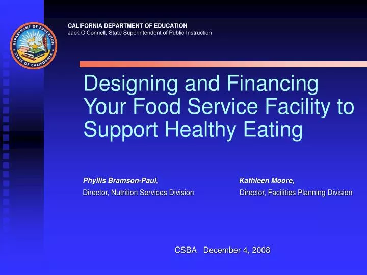 designing and financing your food service facility to support healthy eating