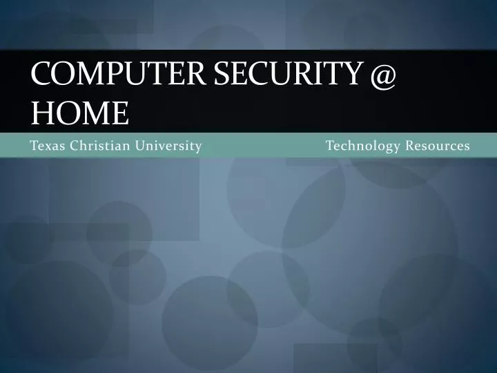computer security @ home