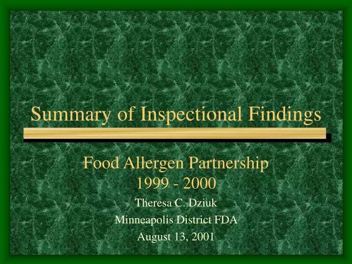 summary of inspectional findings