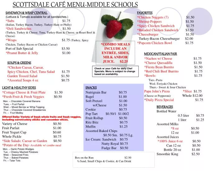scottsdale caf menu middle schools