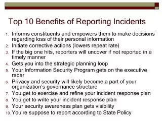 Top 10 Benefits of Reporting Incidents
