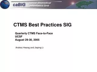 CTMS Best Practices SIG