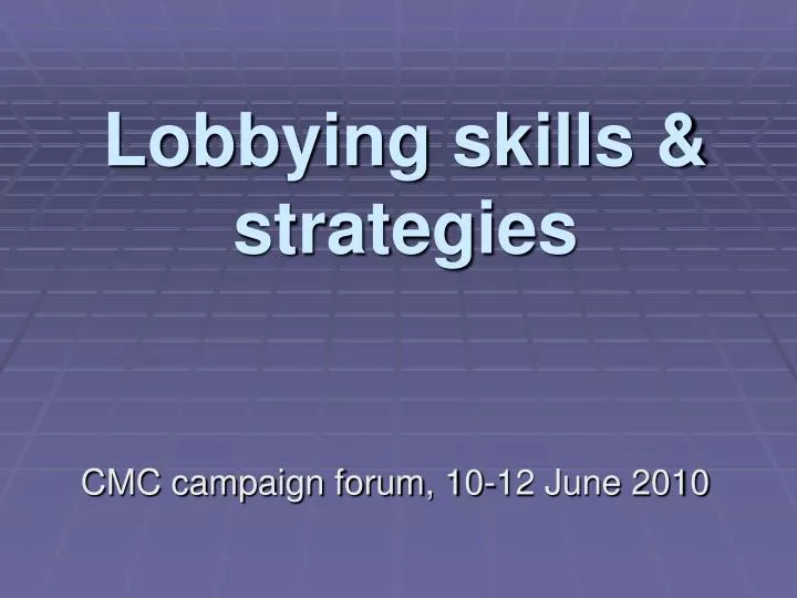 lobbying skills strategies