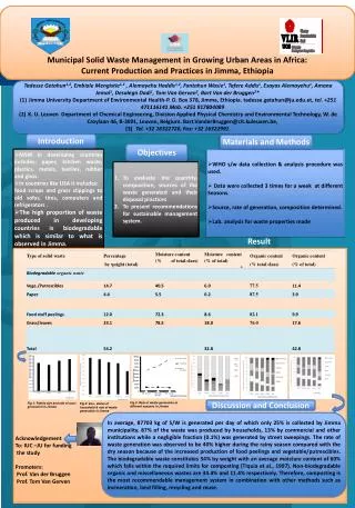 Municipal Solid Waste Management in Growing Urban Areas in Africa; Current Production and Practices in Jimma, Ethiopia