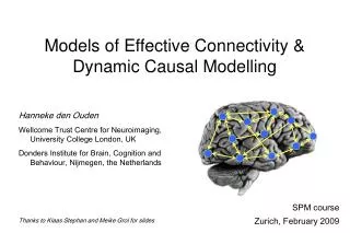 Models of Effective Connectivity &amp; Dynamic Causal Modelling