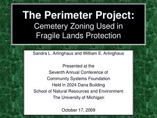 The Perimeter Project: Cemetery Zoning Used in Fragile Lands Protection