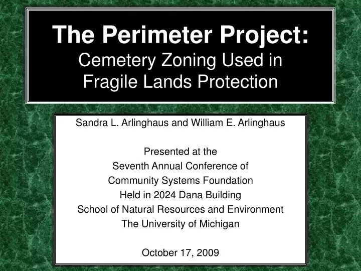 the perimeter project cemetery zoning used in fragile lands protection