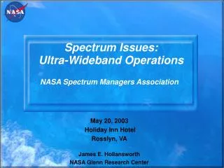 Spectrum Issues: Ultra-Wideband Operations