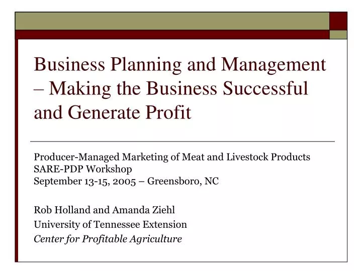 business planning and management making the business successful and generate profit