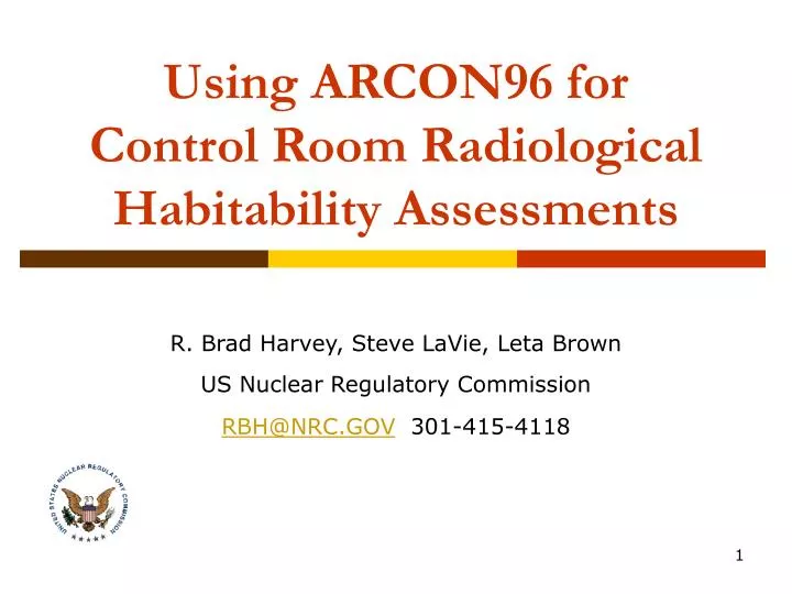 using arcon96 for control room radiological habitability assessments