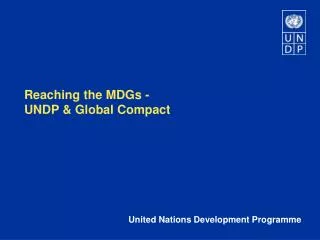 Reaching the MDGs - UNDP &amp; Global Compact