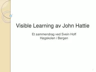 Visible Learning av John Hattie