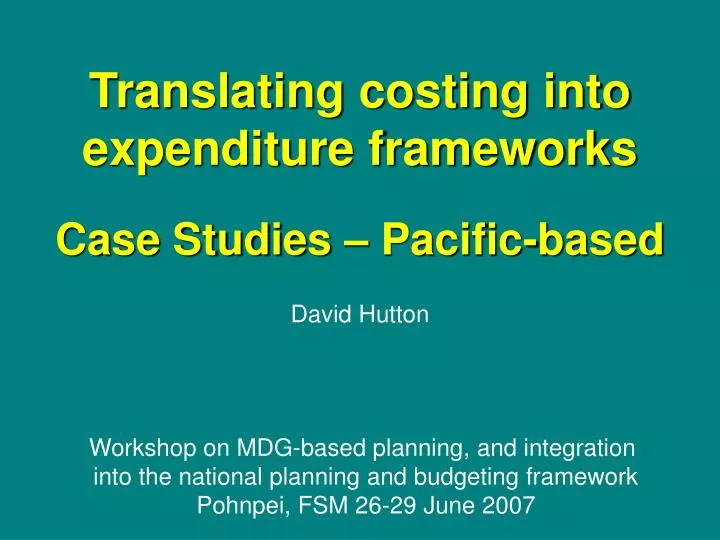 translating costing into expenditure frameworks