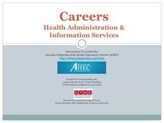 Careers Health Administration &amp; Information Services