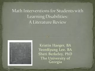 Math Interventions for Students with Learning Disabilities: A Literature Review
