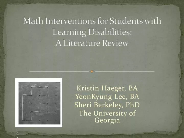 math interventions for students with learning disabilities a literature review