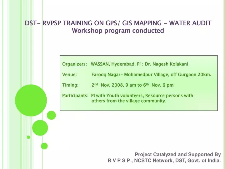 project catalyzed and supported by r v p s p ncstc network dst govt of india
