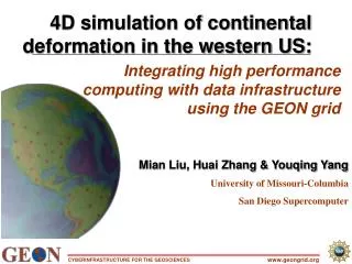 Integrating high performance computing with data infrastructure using the GEON grid