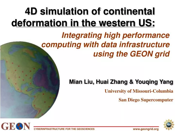 integrating high performance computing with data infrastructure using the geon grid