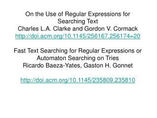 On the Use of Regular Expressions for Searching Text