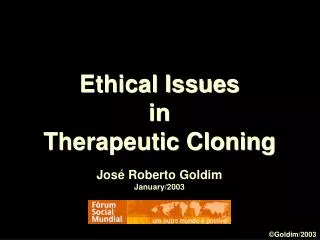 Ethical Issues in Therapeutic Cloning