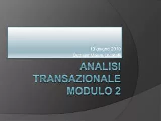 Analisi transazionale Modulo 2