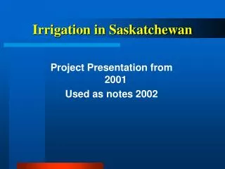 Irrigation in Saskatchewan