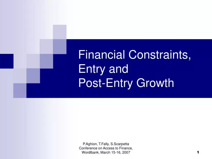 financial constraints entry and post entry growth