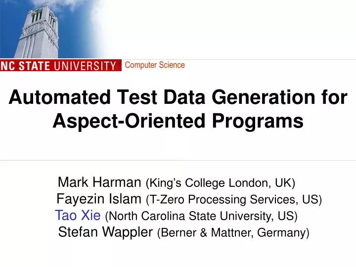 automated test data generation for aspect oriented programs