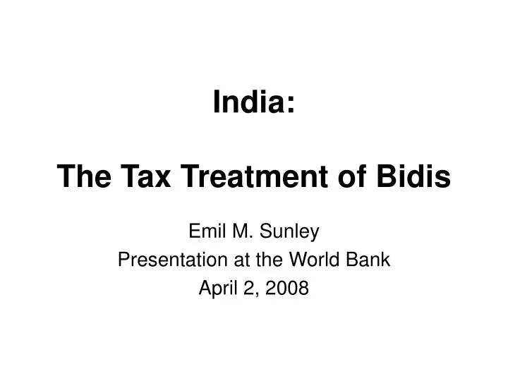 india the tax treatment of bidis