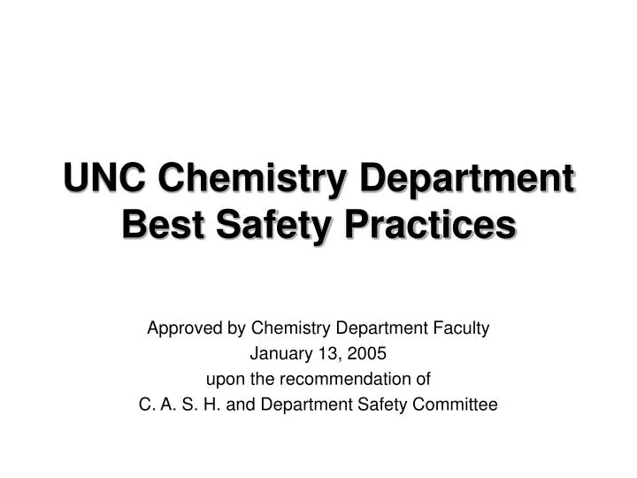 unc chemistry department best safety practices