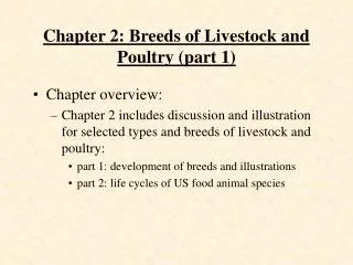 Chapter 2: Breeds of Livestock and Poultry (part 1)
