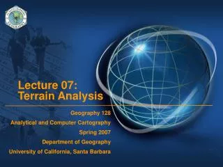Lecture 07: Terrain Analysis