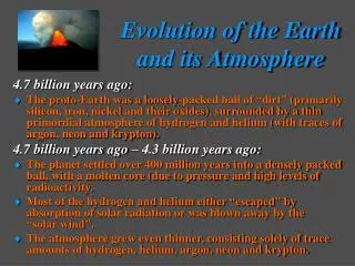 evolution of the earth and its atmosphere