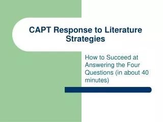 CAPT Response to Literature Strategies