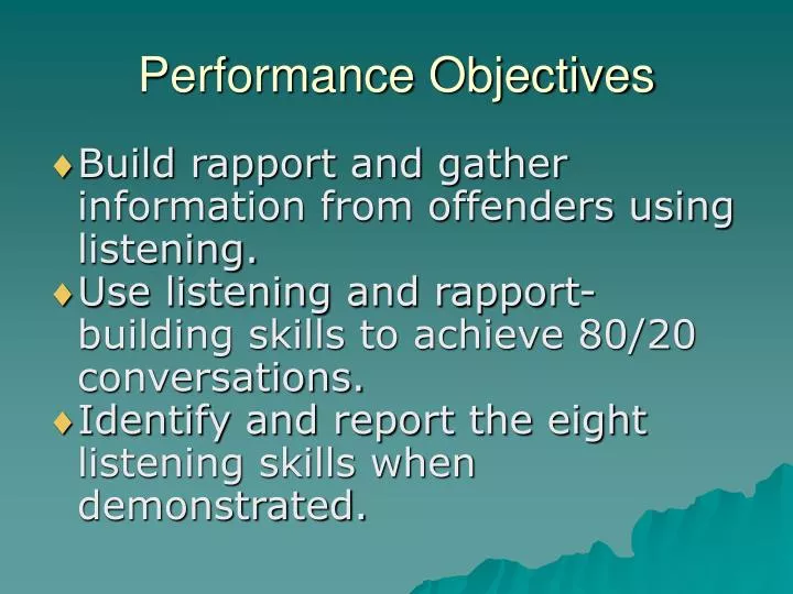 performance objectives