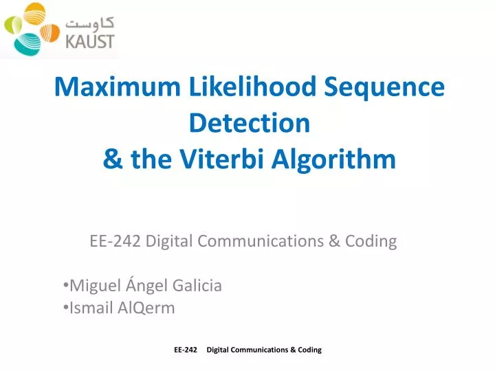 maximum likelihood sequence detection the viterbi algorithm