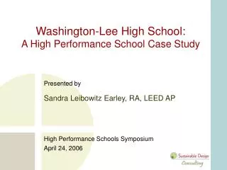 Washington-Lee High School: A High Performance School Case Study