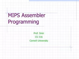 MIPS Assembler Programming