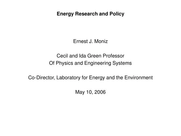 energy research and policy
