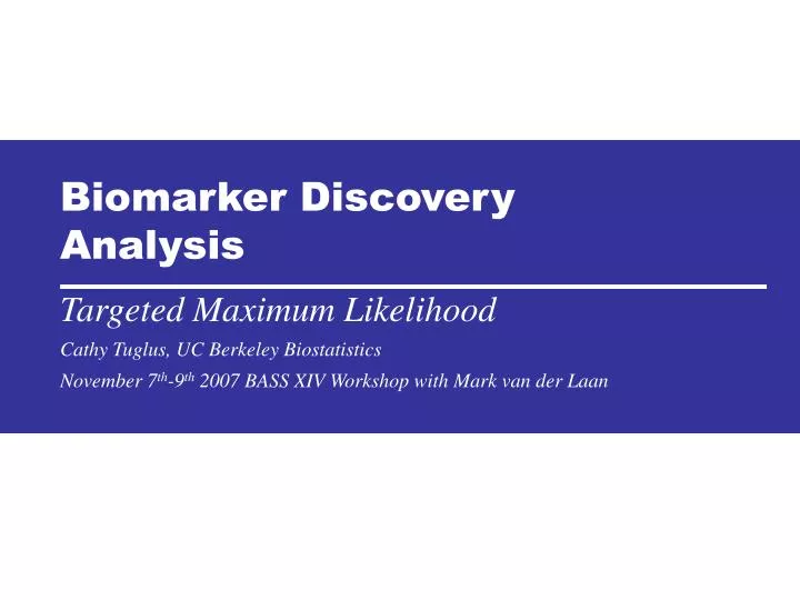 biomarker discovery analysis