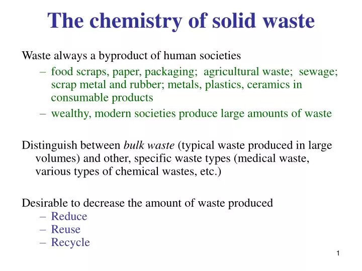 the chemistry of solid waste