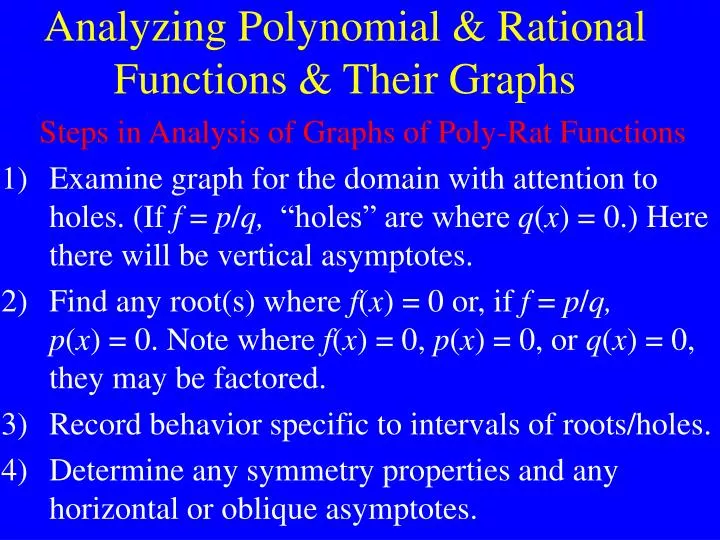analyzing polynomial rational functions their graphs