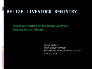 Belize Livestock Registry