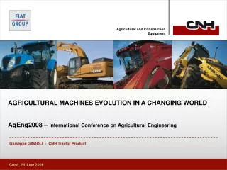 AgEng2008 – International Conference on Agricultural Engineering