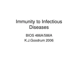 Immunity to Infectious Diseases