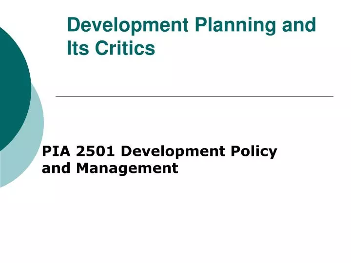 development planning and its critics