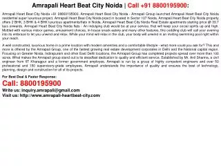 Amrapali Heart Beat City Noida | Call +91 8800195900