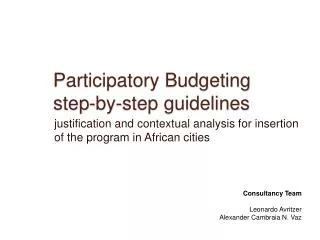 Participatory Budgeting step-by-step guidelines